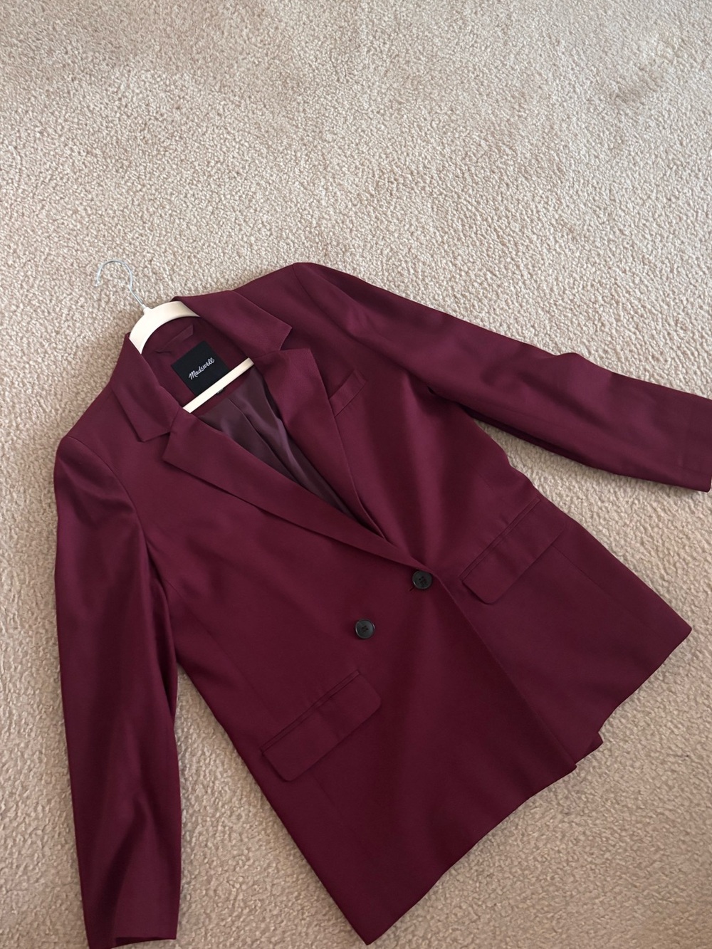 Madewell Tailored Burgundy Double-Breasted Blazer